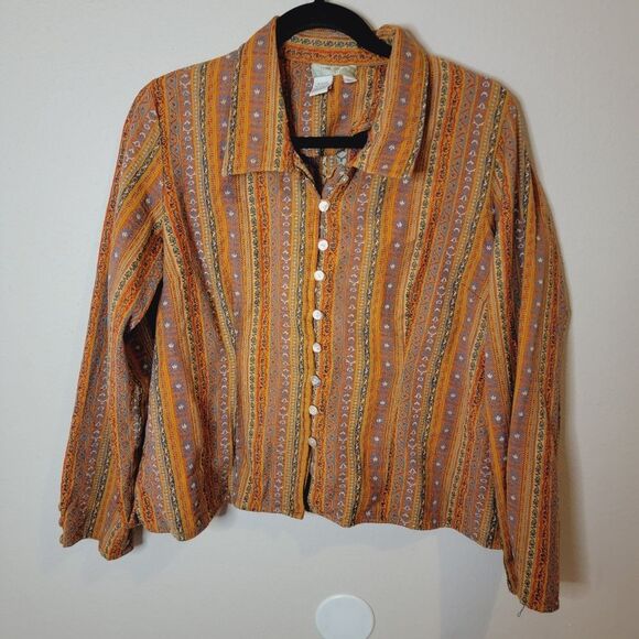The Territory Ahead cotton Striped boho Blouse top - Picture 1 of 8